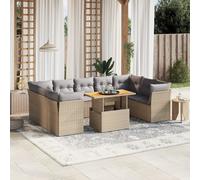 vidaXL Set Divano da Giardino 10 pz con Cuscini Beige in Polyrattan