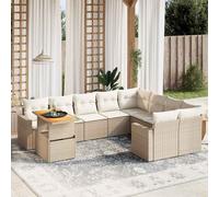 vidaXL Set Divano da Giardino 10 pz con Cuscini Beige in Polyrattan