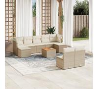 vidaXL Set Divano da Giardino 10 pz con Cuscini Beige in Polyrattan