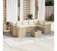 vidaXL Set Divano da Giardino 10 pz con Cuscini Beige in Polyrattan