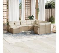 vidaXL Set Divano da Giardino 10 pz con Cuscini Beige in Polyrattan