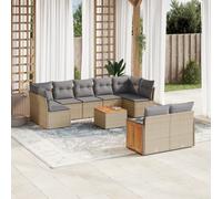 vidaXL Set Divano da Giardino 10 pz con Cuscini Beige in Polyrattan