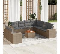 vidaXL Set Divano da Giardino 10 pz con Cuscini Beige in Polyrattan