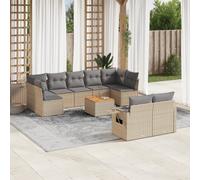 vidaXL Set Divano da Giardino 10 pz con Cuscini Beige Misto Polyrattan