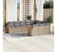 vidaXL Set Divano da Giardino 10 pz con Cuscini Beige Misto Polyrattan