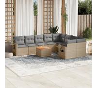 vidaXL Set Divano da Giardino 10 pz con Cuscini Beige Misto Polyrattan
