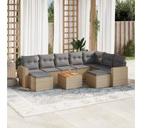 vidaXL Set Divano da Giardino 10 pz con Cuscini Beige Misto Polyrattan