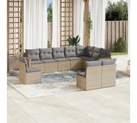 vidaXL Set Divano da Giardino 10 pz con Cuscini Beige Misto Polyrattan