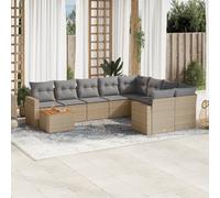vidaXL Set Divano da Giardino 10 pz con Cuscini Beige Misto Polyrattan