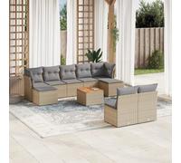 vidaXL Set Divano da Giardino 10 pz con Cuscini Beige Misto Polyrattan