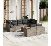 vidaXL Set Divano da Giardino 10 pz con Cuscini Grigio in Polyrattan