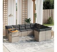 vidaXL Set Divano da Giardino 10 pz con Cuscini Grigio in Polyrattan