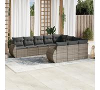 vidaXL Set Divano da Giardino 10 pz con Cuscini Grigio in Polyrattan