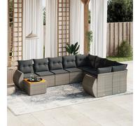 vidaXL Set Divano da Giardino 10 pz con Cuscini Grigio in Polyrattan