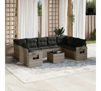 vidaXL Set Divano da Giardino 10 pz con Cuscini Grigio in Polyrattan