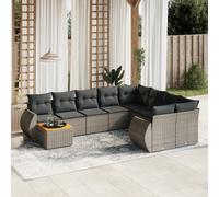 vidaXL Set Divano da Giardino 10 pz con Cuscini Grigio in Polyrattan