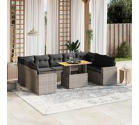 vidaXL Set Divano da Giardino 10 pz con Cuscini Grigio in Polyrattan