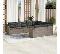 vidaXL Set Divano da Giardino 10 pz con Cuscini Grigio in Polyrattan