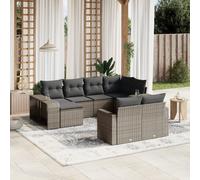 vidaXL Set Divano da Giardino 10 pz con Cuscini Grigio in Polyrattan