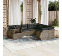vidaXL Set Divano da Giardino 10 pz con Cuscini Grigio in Polyrattan