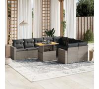 vidaXL Set Divano da Giardino 10 pz con Cuscini Grigio in Polyrattan