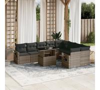 vidaXL Set Divano da Giardino 10 pz con Cuscini Grigio in Polyrattan