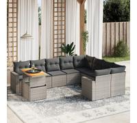 vidaXL Set Divano da Giardino 10 pz con Cuscini Grigio in Polyrattan