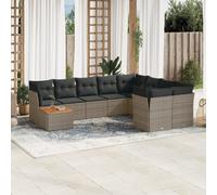 vidaXL Set Divano da Giardino 10 pz con Cuscini Grigio in Polyrattan