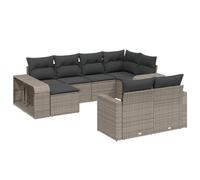 vidaXL Set Divano da Giardino 10 pz con Cuscini Grigio in Polyrattan