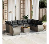 vidaXL Set Divano da Giardino 10 pz con Cuscini Grigio in Polyrattan