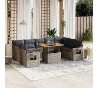 vidaXL Set Divano da Giardino 10 pz con Cuscini Grigio in Polyrattan