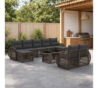vidaXL Set Divano da Giardino 10 pz Grigio e Grigio Scuro polyrattan
