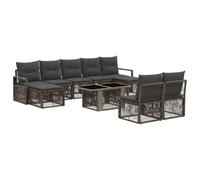 vidaXL Set Divano da Giardino 10 pz Grigio e Grigio Scuro polyrattan