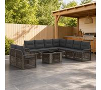 vidaXL Set Divano da Giardino 10 pz Grigio e Grigio Scuro polyrattan