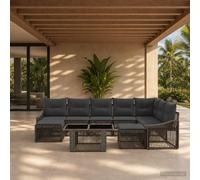 vidaXL Set Divano da Giardino 10 pz Grigio e Grigio Scuro polyrattan