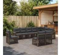 vidaXL Set di divani da giardino, 10 pezzi, grigio e grigio scuro, set moderno di divano da giardino, ideale per il patio, con cuscini comodi e design modulare