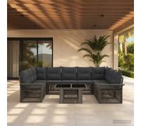 vidaXL Set Divano da Giardino 10 pz Grigio e Grigio Scuro polyrattan