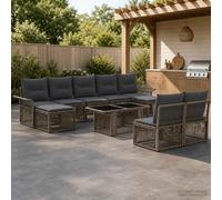 vidaXL Set Divano da Giardino 10 pz Grigio e Grigio Scuro polyrattan