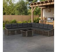 vidaXL Set Divano da Giardino 10 pz Grigio e Grigio Scuro polyrattan