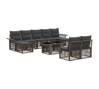 vidaXL Set Divano da Giardino 10 pz Grigio e Grigio Scuro polyrattan