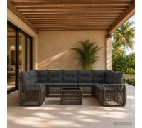 vidaXL Set Divano da Giardino 10 pz Grigio e Grigio Scuro polyrattan