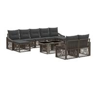 vidaXL Set Divano da Giardino 10 pz Grigio e Grigio Scuro polyrattan