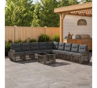 vidaXL Set Divano da Giardino 10 pz Grigio e Grigio Scuro polyrattan