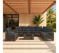 vidaXL Set Divano da Giardino 10 pz Grigio e Grigio Scuro polyrattan