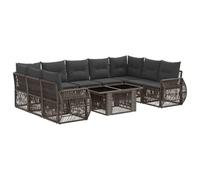 vidaXL Set Divano da Giardino 10 pz Grigio e Grigio Scuro polyrattan