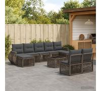 vidaXL Set di divani da giardino, 10 pezzi, grigio e grigio scuro, divano da giardino moderno, resistente alle intemperie, mobili modulari, set per rilassarsi in cortile