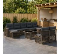 vidaXL Set Divano da Giardino 10 pz Grigio e Grigio Scuro polyrattan