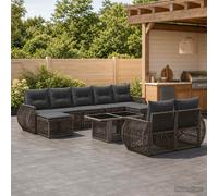 vidaXL Set Divano da Giardino 10 pz Grigio e Grigio Scuro polyrattan