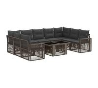vidaXL Set Divano da Giardino 10 pz Grigio e Grigio Scuro polyrattan
