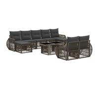 vidaXL Set Divano da Giardino 10 pz Grigio e Grigio Scuro polyrattan